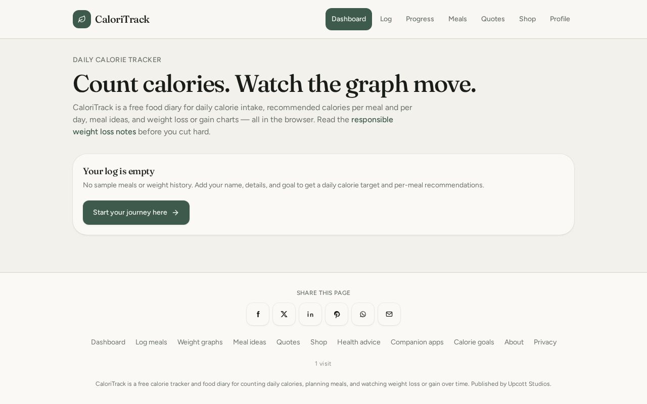 CaloriTrack daily calorie diary